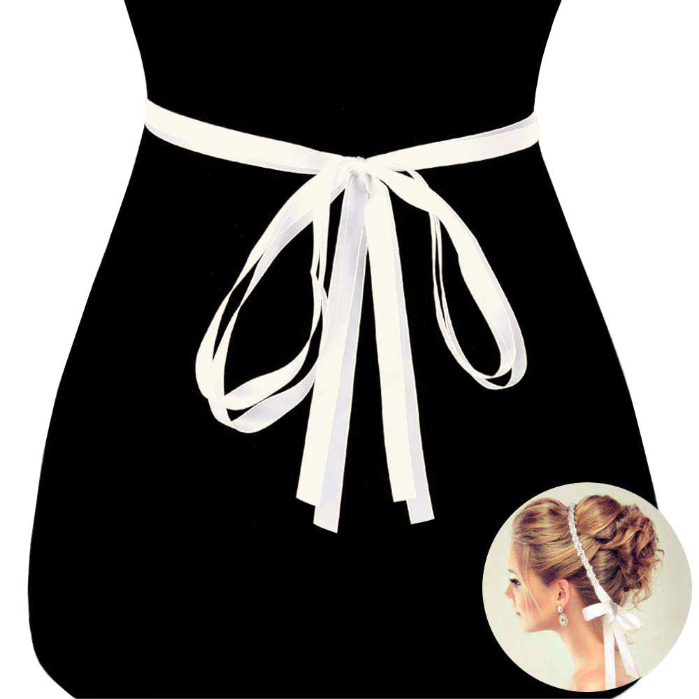 Multi Stone Rhinestone Sash Ribbon Wedding Belt Headband