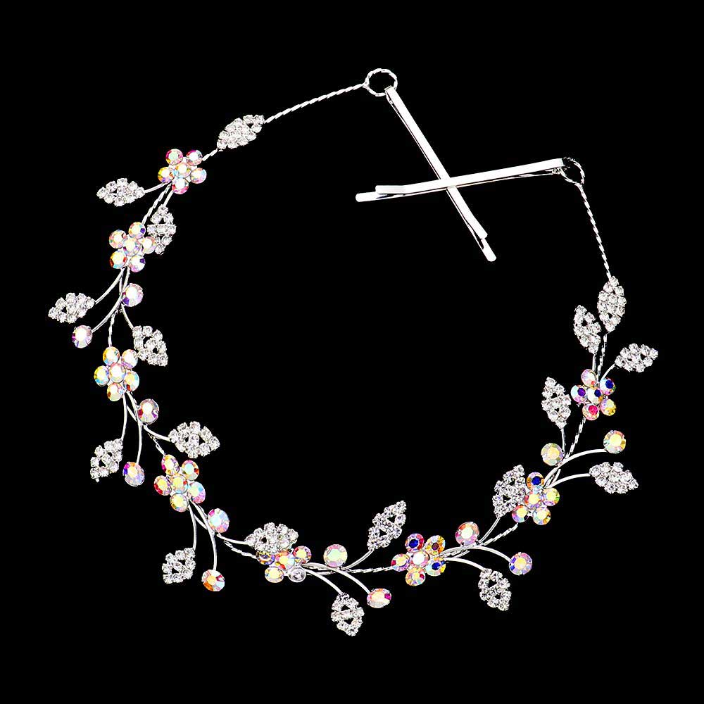 Stone Embellished Flower Cluster Vine Bun Wrap Headpiece