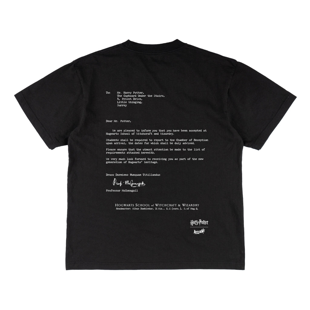 Welcome x Harry Potter Acceptance Boxy Garment-Dyed Tee - Black