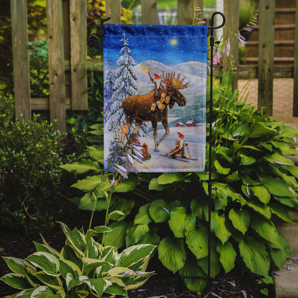 Christmas Gnome riding Reindeer Garden Flag Mailbox Decorative Yard Banner Outside Patio Artwork for Flower Beds, Garden Size, Multicolor