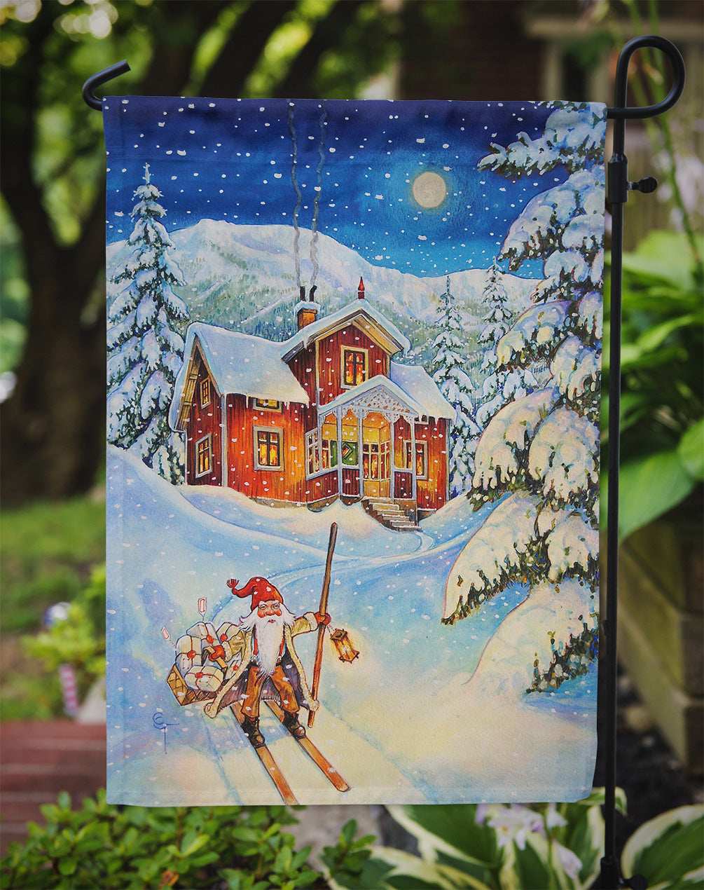 Christmas Gnome Headed out Garden Flag Mailbox Decorative Yard Banner Outside Patio Artwork for Flower Beds, Garden Size, Multicolor