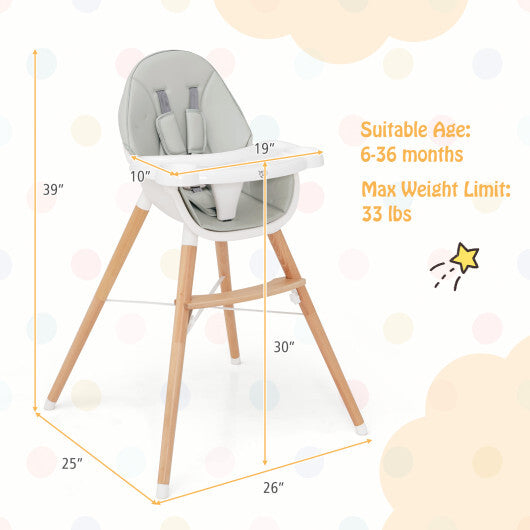 Baby High Chair with Dishwasher Safe Tray-Beige