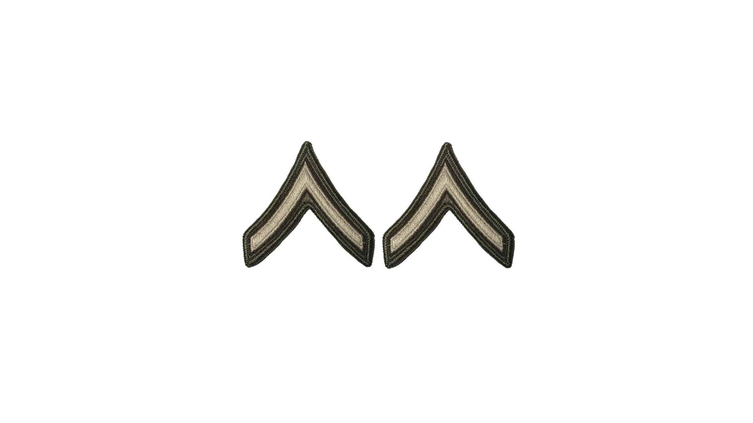 U.S. Army AGSU (E2) Private Chevron Sew-on Rank (male)