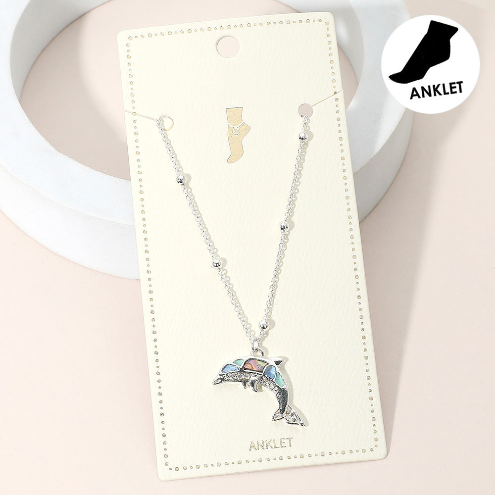 Abalone Dolphin Charm Anklet