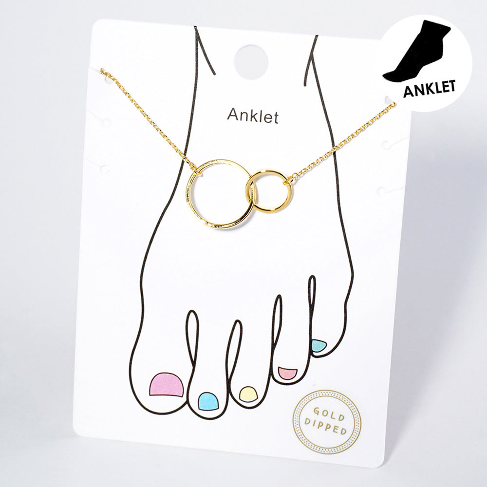Gold Dipped Double Ring Link Chain Anklet