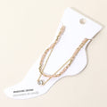 CZ Stone Bezel Accent Paperclip Chain Faceted Beaded Layered Anklet