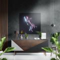 Neon Glow Floating Astronaut Brushed Aluminium Dibond Wall Art