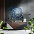 Icy Blue Silver Radial Burst Brushed Aluminium Dibond Wall Art