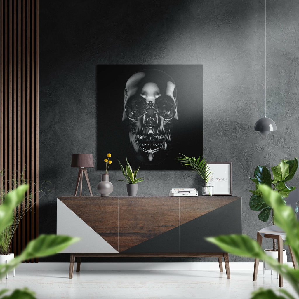 Chrome Skull Brushed Aluminium Dibond Wall Art