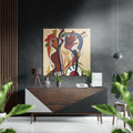 Beige Cubist Musician Brushed Aluminium Dibond Wall Art