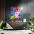 Neon Pop Three Statues Brushed Aluminium Dibond Wall Art