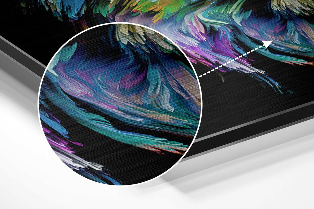 Rainbow Brushstroke Lion Head Brushed Aluminium Dibond Wall Art