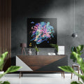 Pastel Teal Coral Marbled Paint Burst Brushed Aluminium Dibond Wall Art