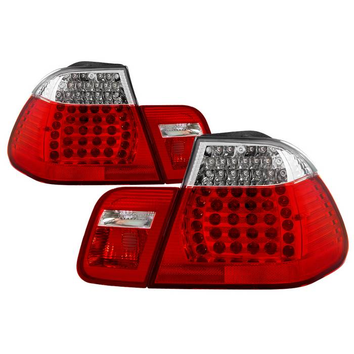 SPYDER xTune 02-05 BMW 3-Series E46 Sedan LED Tail Lights - Red Clear (ALT-JH-BE4602-4D-LED-RC) 9036835