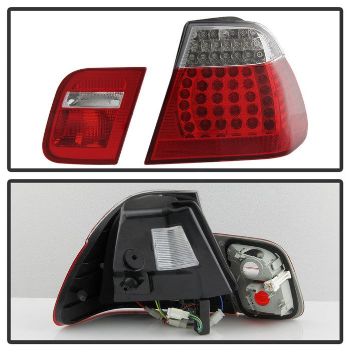 SPYDER xTune 02-05 BMW 3-Series E46 Sedan LED Tail Lights - Red Clear (ALT-JH-BE4602-4D-LED-RC) 9036835