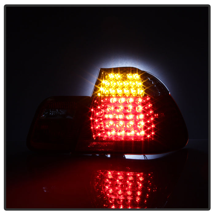 SPYDER xTune 02-05 BMW 3-Series E46 Sedan LED Tail Lights - Red Clear (ALT-JH-BE4602-4D-LED-RC) 9036835