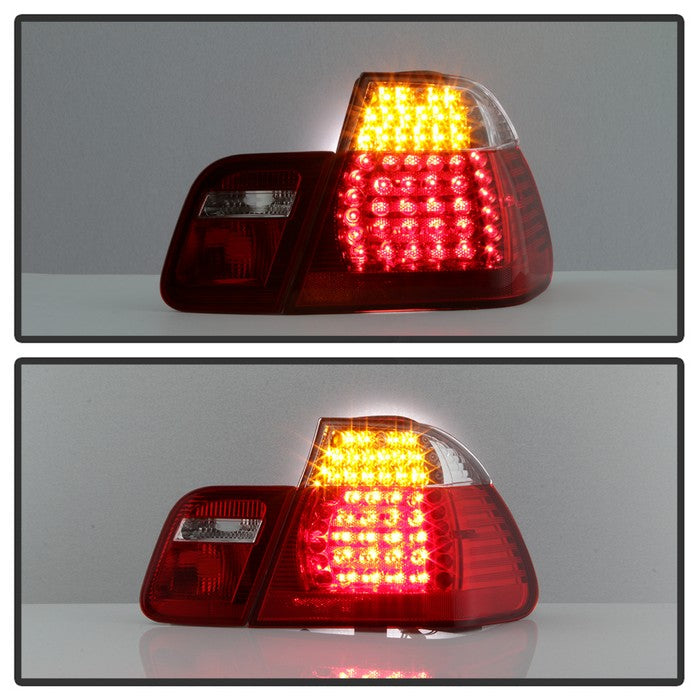 SPYDER xTune 02-05 BMW 3-Series E46 Sedan LED Tail Lights - Red Clear (ALT-JH-BE4602-4D-LED-RC) 9036835