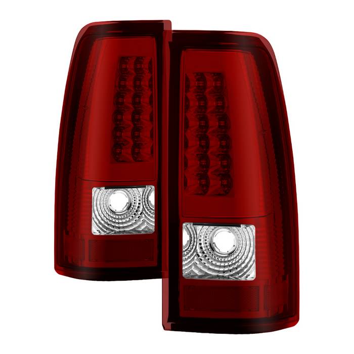SPYDER xTune 03-06 Chevy Silverado 1500 Light Bar Style LED Tail Lights - Red Clear (ALT-JH-CS03-LBLED-RC) 9036828