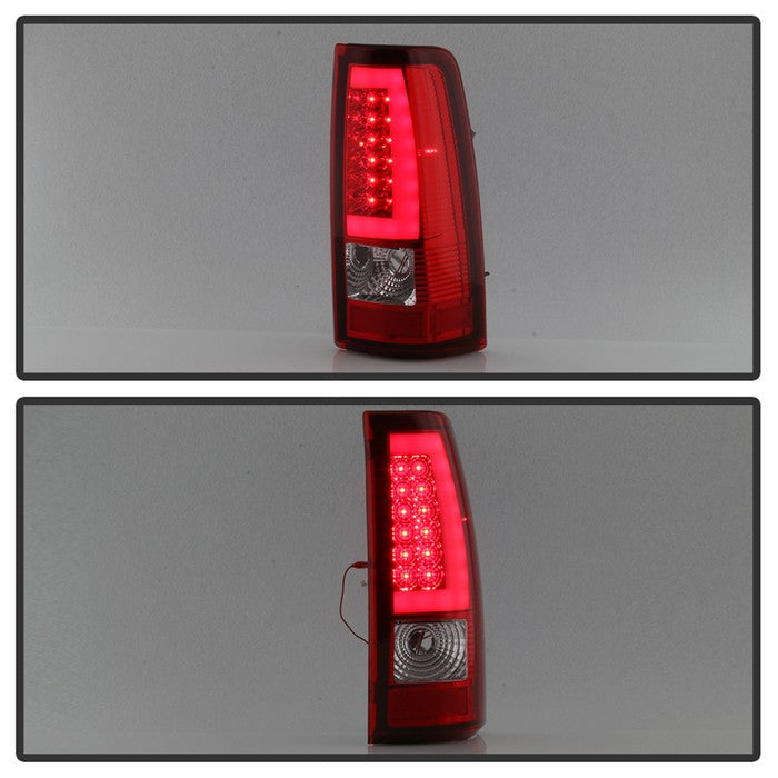 SPYDER xTune 03-06 Chevy Silverado 1500 Light Bar Style LED Tail Lights - Red Clear (ALT-JH-CS03-LBLED-RC) 9036828