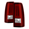 SPYDER xTune 99-02 Chevy Silverado 1500 Light Bar Style LED Tail Lights - Red Clear (ALT-JH-CS99-LBLED-RC) 9036804