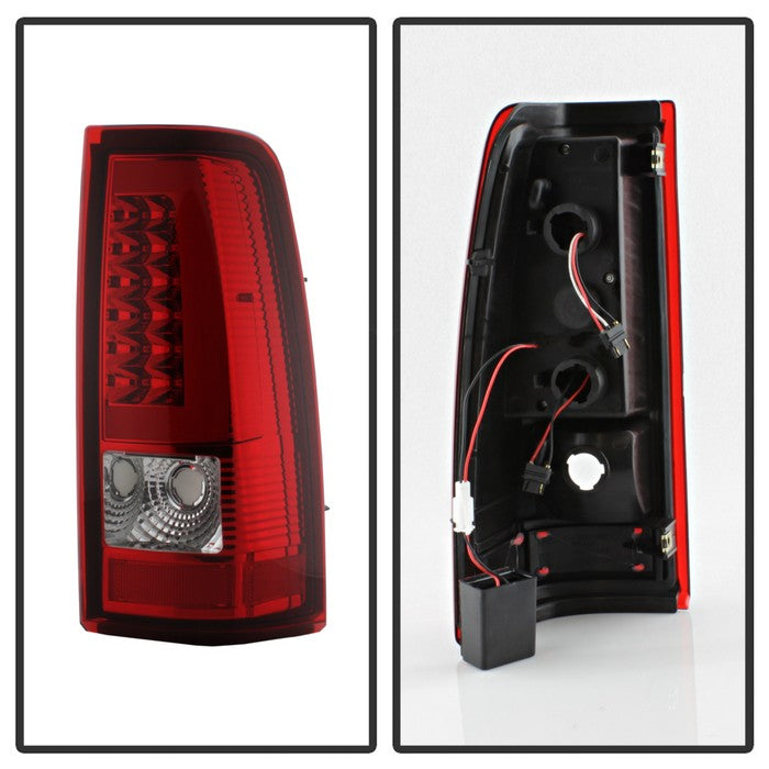 SPYDER xTune 99-02 Chevy Silverado 1500 Light Bar Style LED Tail Lights - Red Clear (ALT-JH-CS99-LBLED-RC) 9036804