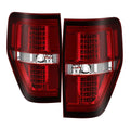 SPYDER xTune 09-14 Ford F-150 Light Bar LED Tail Lights - Red Clear (ALT-JH-FF15009-LBLED-RC) 9042201