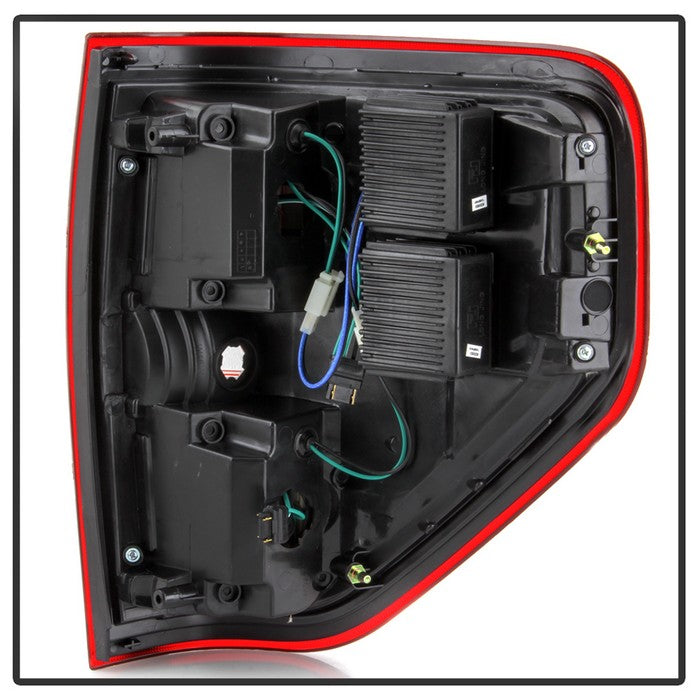 SPYDER xTune 09-14 Ford F-150 Light Bar LED Tail Lights - Red Clear (ALT-JH-FF15009-LBLED-RC) 9042201