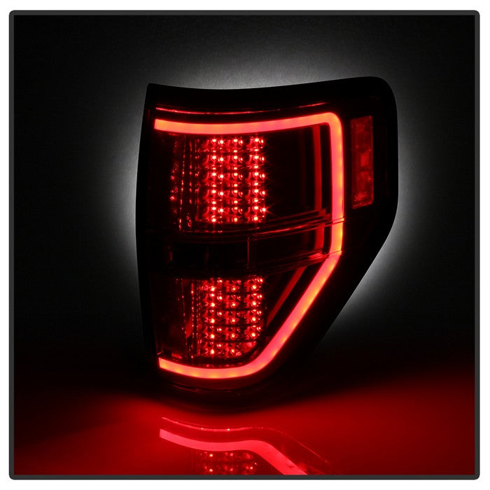 SPYDER xTune 09-14 Ford F-150 Light Bar LED Tail Lights - Red Clear (ALT-JH-FF15009-LBLED-RC) 9042201