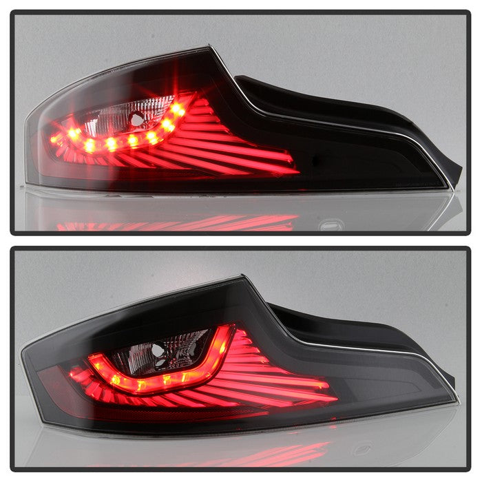 SPYDER xTune 03-05 Infiniti G35 Coupe LED Light Tube Style Tail Lights - Black (ALT-JH-IG3503-LEDLB-BK) 9037696