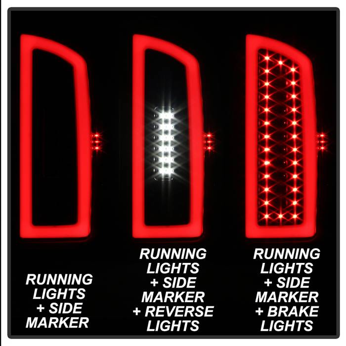 SPYDER xTune 07-08 Dodge Ram 1500 Light Bar LED Tail Light - Black (ALT-ON-DRAM06-LBLED-BK) 9043994