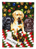 Santa's Helpers in Christmas Stockings Labrador Garden Flag Mailbox Decorative Yard Banner Outside Patio Artwork for Flower Beds, Garden Size, Multicolor