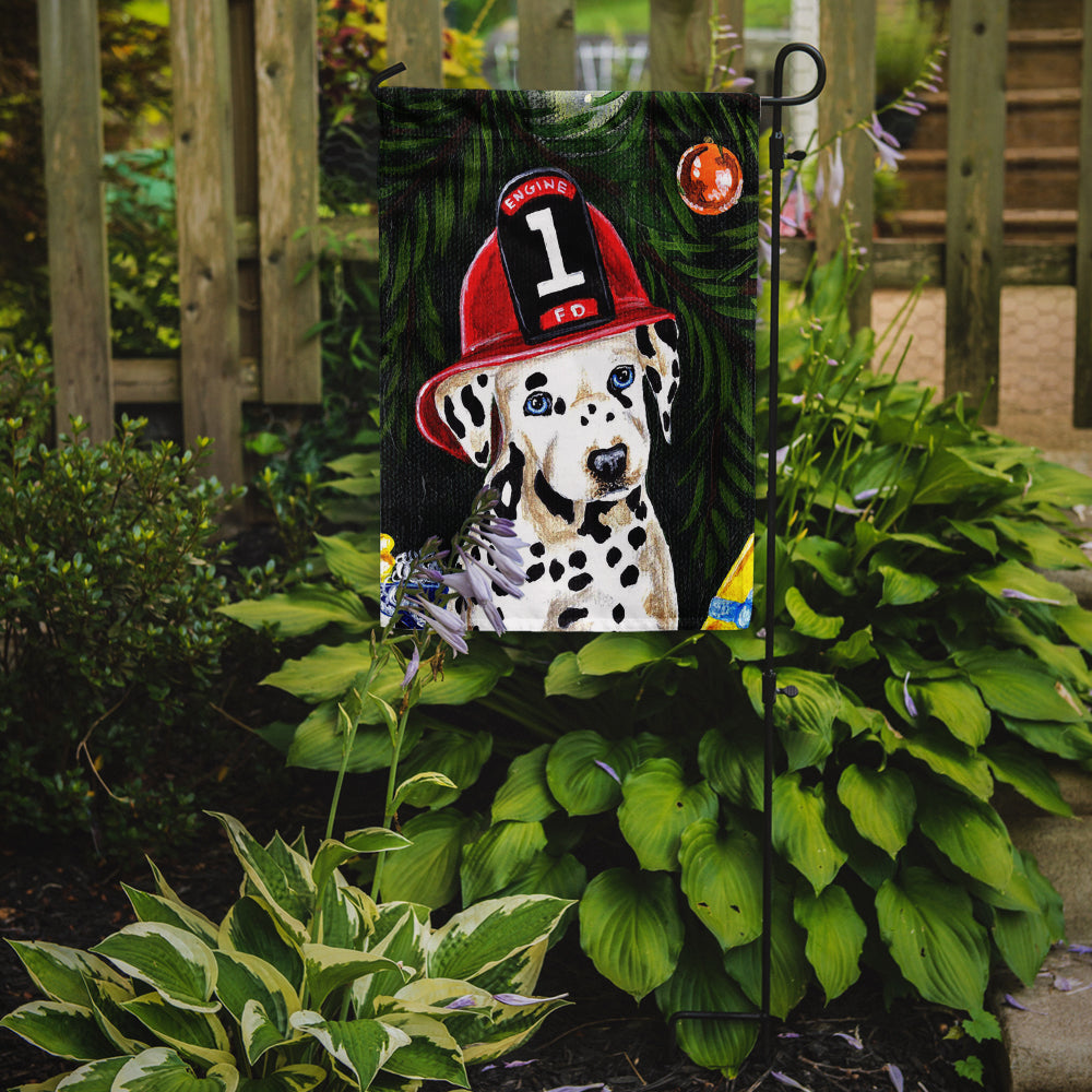 Fire Fighter Christmas Dalmatian Garden Flag Mailbox Decorative Yard Banner Outside Patio Artwork for Flower Beds, Garden Size, Multicolor