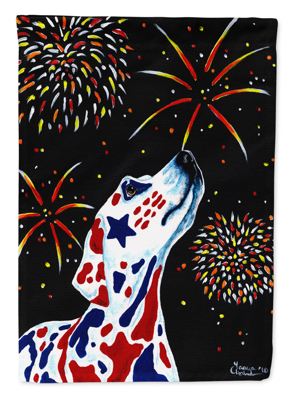 For our Heros Fireworks Patriotic Dalmatian Garden Flag Mailbox Decorative Yard Banner Outside Patio Artwork for Flower Beds, Garden Size, Multicolor