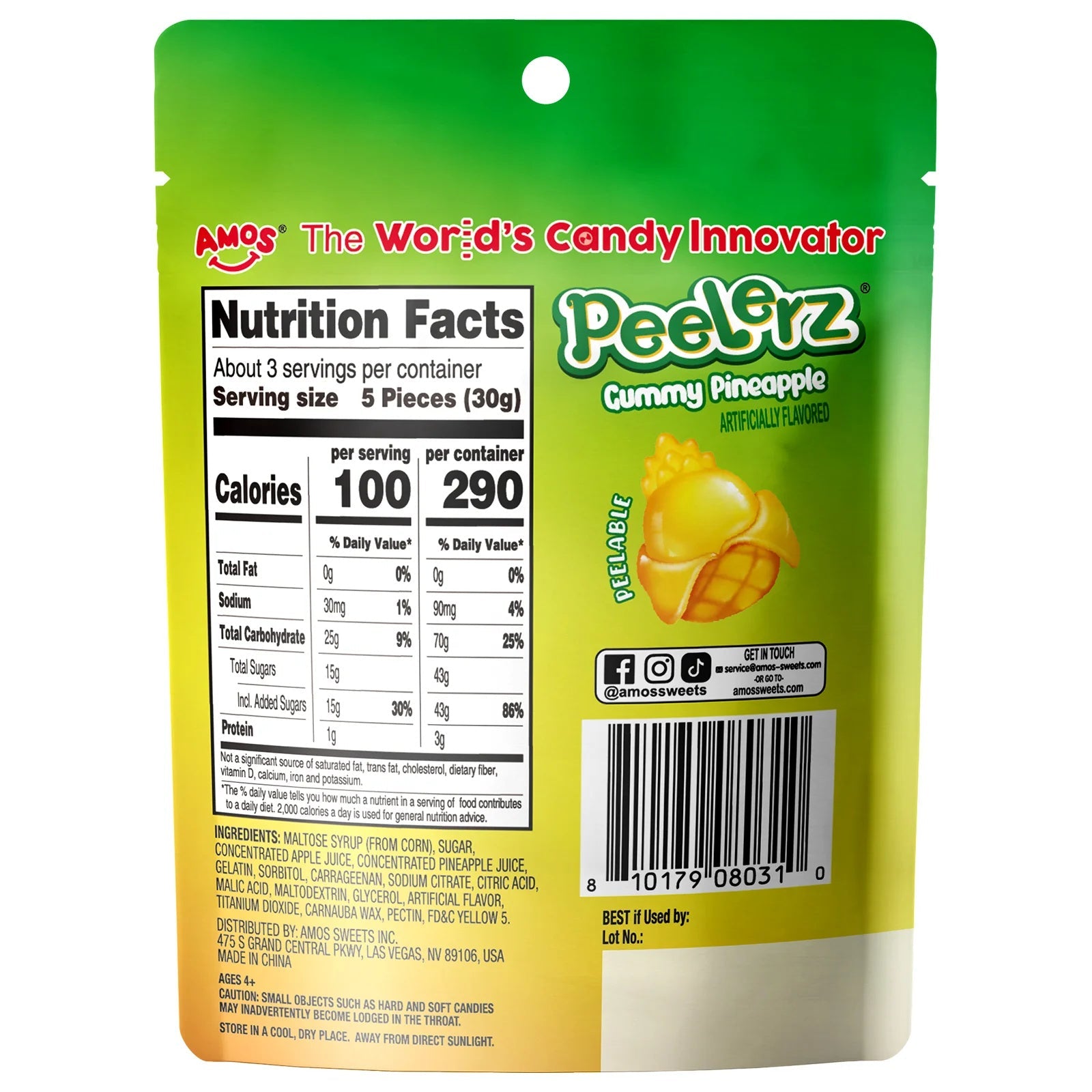 Amos Peelerz Pineapple 6 pack (3 oz)