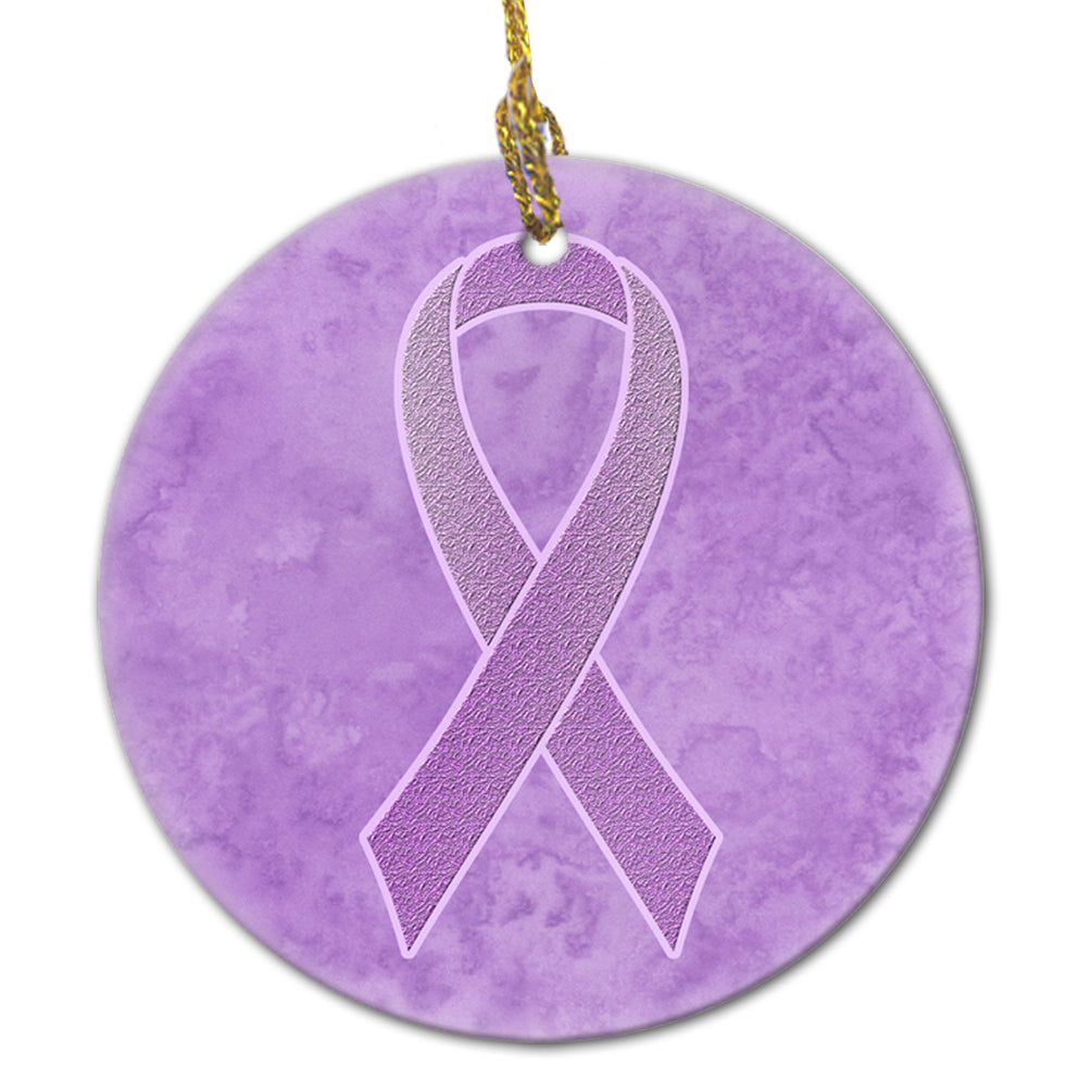 Lavender Ribbon for All Cancer Awareness Ceramic Ornament Christmas Tree Hanging Decorations for Home Christmas Holiday, Party, Gift, 3 in, Multicolor