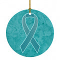Teal Ribbon for Ovarian Cancer Awareness Ceramic Ornament Christmas Tree Hanging Decorations for Home Christmas Holiday, Party, Gift, 3 in, Multicolor