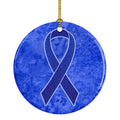 Dark Blue Ribbon for Colon Cancer Awareness Ceramic Ornament Christmas Tree Hanging Decorations for Home Christmas Holiday, Party, Gift, 3 in, Multicolor