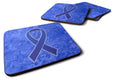 Dark Blue Ribbon for Colon Cancer Awareness Foam Coasters Set of 4 Cup Coasters for Indoor Outdoor, Tabletop Protection, Anti Slip, Mouse pad Material