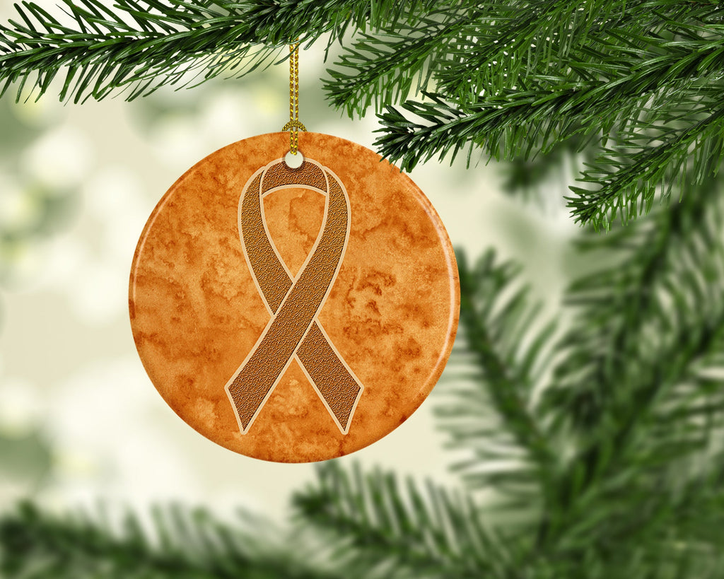 Orange Ribbon for Leukemia Awareness Ceramic Ornament Christmas Tree Hanging Decorations for Home Christmas Holiday, Party, Gift, 3 in, Multicolor