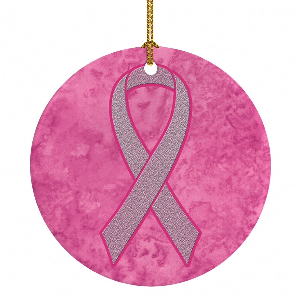 Pink Ribbon for Breast Cancer Awareness Ceramic Ornament Christmas Tree Hanging Decorations for Home Christmas Holiday, Party, Gift, 3 in, Multicolor