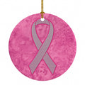 Pink Ribbon for Breast Cancer Awareness Ceramic Ornament Christmas Tree Hanging Decorations for Home Christmas Holiday, Party, Gift, 3 in, Multicolor