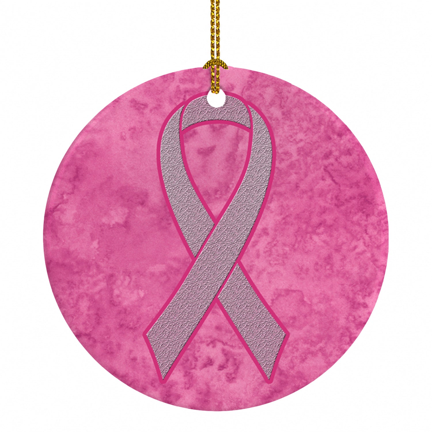 Pink Ribbon for Breast Cancer Awareness Ceramic Ornament Christmas Tree Hanging Decorations for Home Christmas Holiday, Party, Gift, 3 in, Multicolor