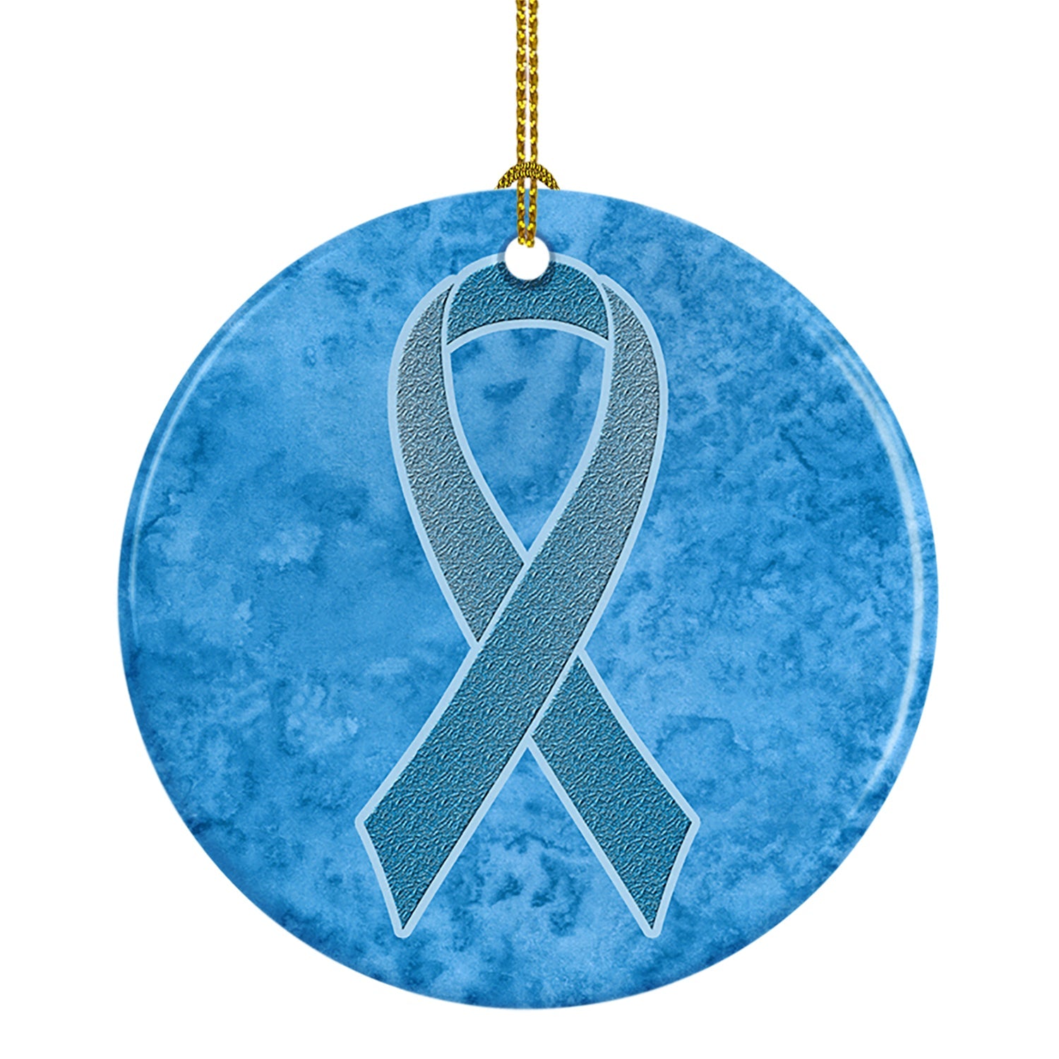 Blue Ribbon for Prostate Cancer Awareness Ceramic Ornament Christmas Tree Hanging Decorations for Home Christmas Holiday, Party, Gift, 3 in, Multicolor