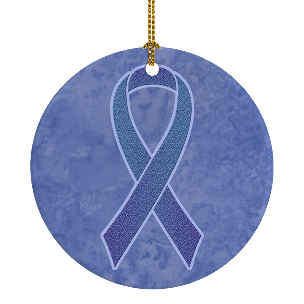 Periwinkle Blue Ribbon for Esophageal and Stomach Cancer Awareness Ceramic Ornament Christmas Tree Hanging Decorations for Home Christmas Holiday, Party, Gift, 3 in, Multicolor