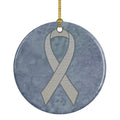 Clear Ribbon for Lung Cancer Awareness Ceramic Ornament Christmas Tree Hanging Decorations for Home Christmas Holiday, Party, Gift, 3 in, Multicolor