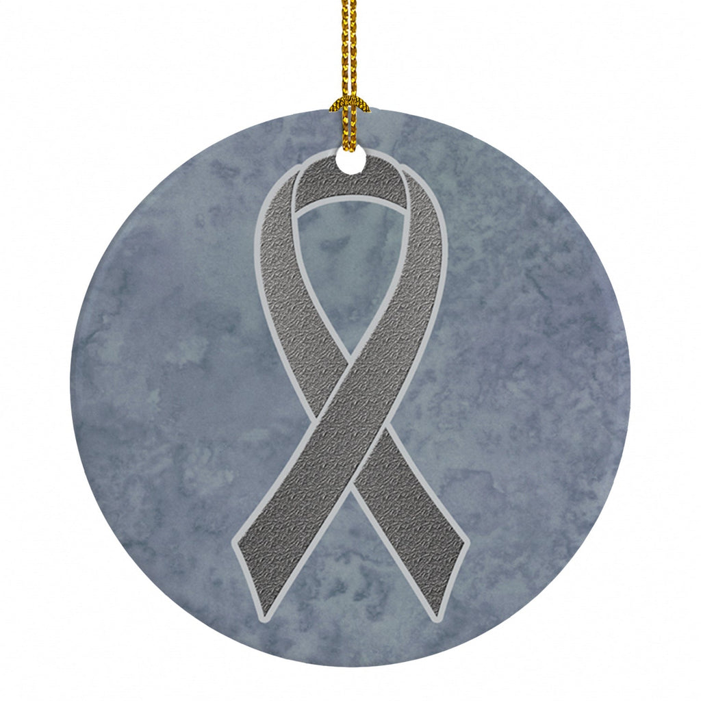 Grey Ribbon for Brain Cancer Awareness Ceramic Ornament Christmas Tree Hanging Decorations for Home Christmas Holiday, Party, Gift, 3 in, Multicolor