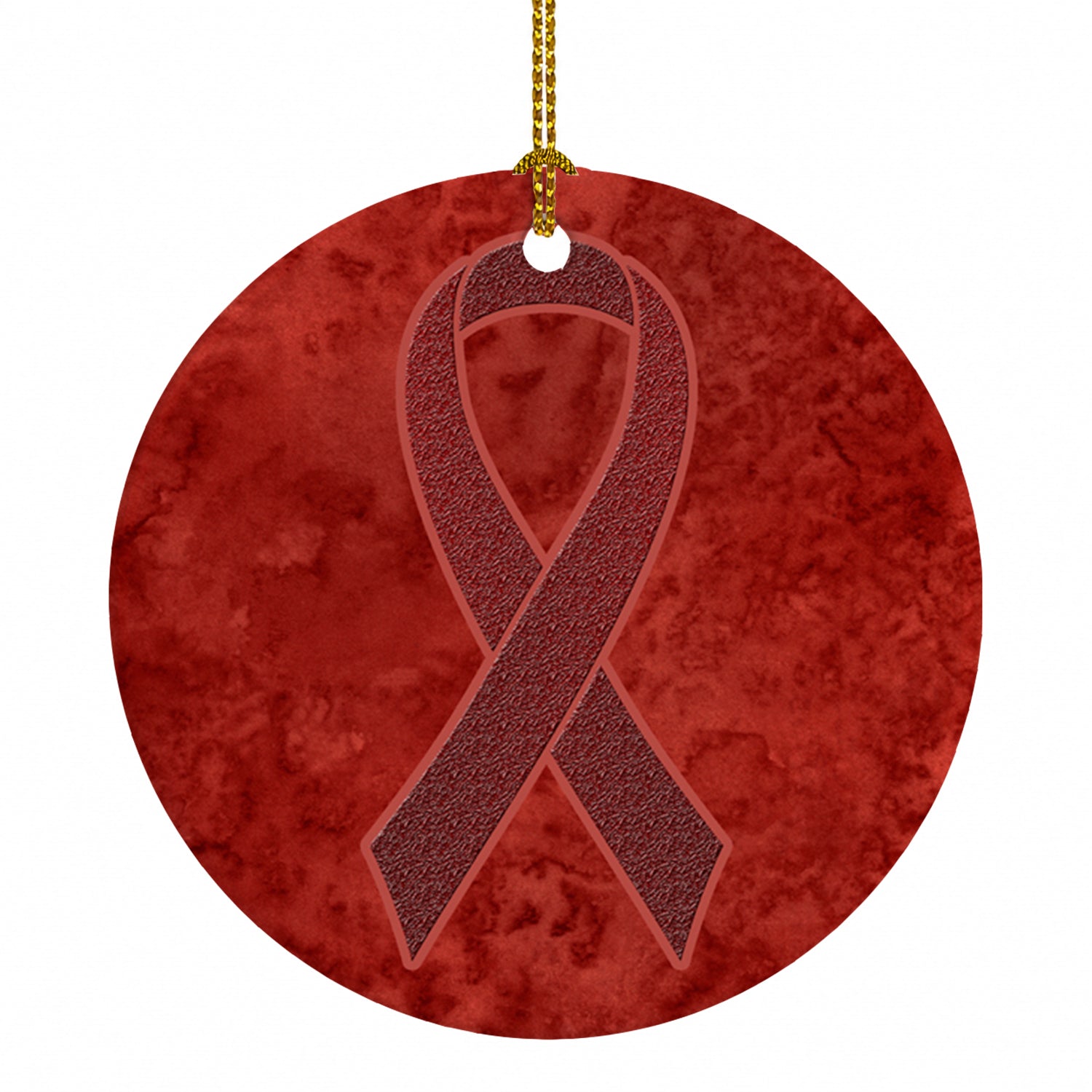 Burgundy Ribbon for Multiple Myeloma Cancer Awareness Ceramic Ornament Christmas Tree Hanging Decorations for Home Christmas Holiday, Party, Gift, 3 in, Multicolor