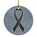 Black Ribbon for Melanoma Cancer Awareness Ceramic Ornament Christmas Tree Hanging Decorations for Home Christmas Holiday, Party, Gift, 3 in, Multicolor