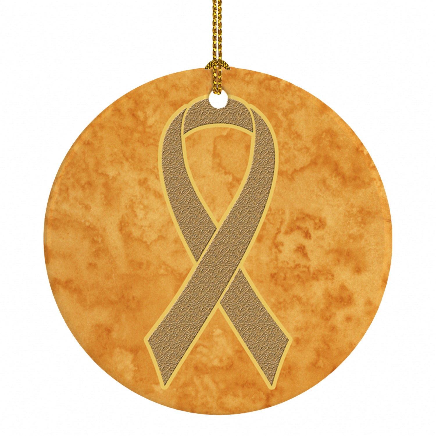 Peach Ribbon for Uterine Cancer Awareness Ceramic Ornament Christmas Tree Hanging Decorations for Home Christmas Holiday, Party, Gift, 3 in, Multicolor