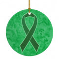 Kelly Green Ribbon for Kidney Cancer Awareness Ceramic Ornament Christmas Tree Hanging Decorations for Home Christmas Holiday, Party, Gift, 3 in, Multicolor